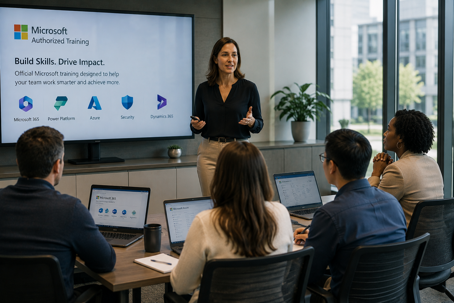 University instructor leading a professional corporate training session